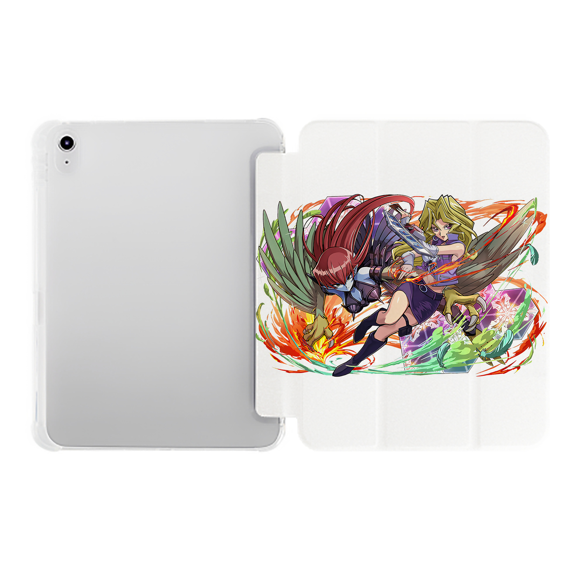 （画像用） 遊☆戯☆王 Yu-Gi-Oh! IPad ケース ペン収納付き 三つ折りスタンド PUレザー×シリコン 対応機種9.5/10.5/10.9インチ